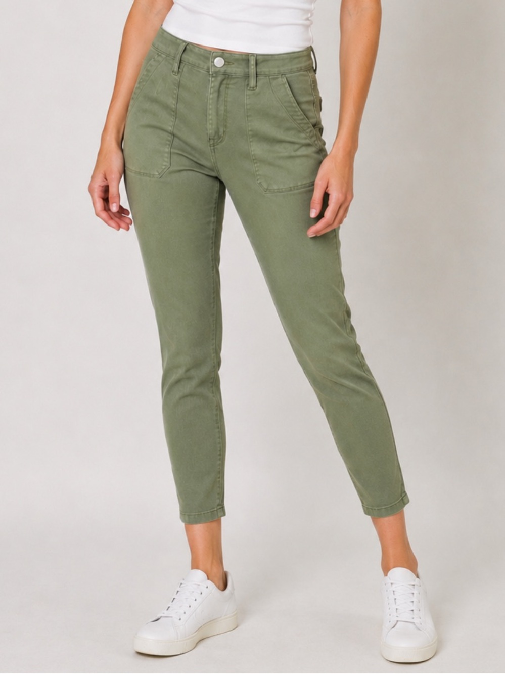 Seven7 Green Military Utility Ankle Stretch Midrise Ankle Skinny Pants Size 12